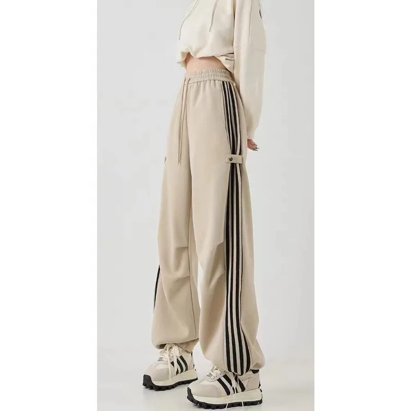 QWEEK Y2k Striped Swestpants Woman Sports Baggy Korean Fashion Pants Streetwear Cargo Harajuku Spring Trousers Vintage Aesthetic