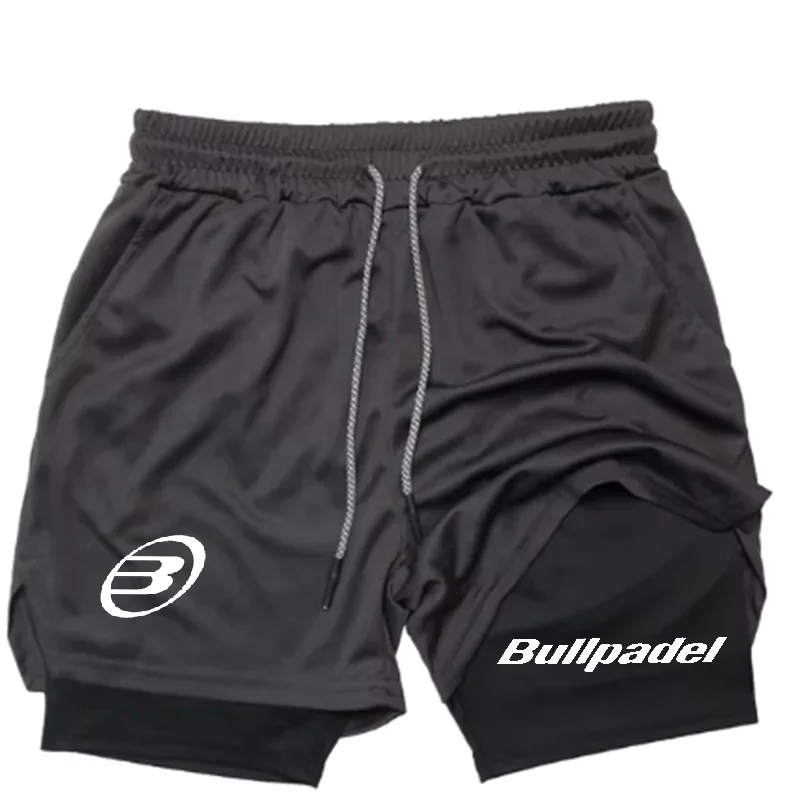 Men's Running Training Shorts with Phone Pocket Tight Shorts Sportswear 2-in-1 Print 2