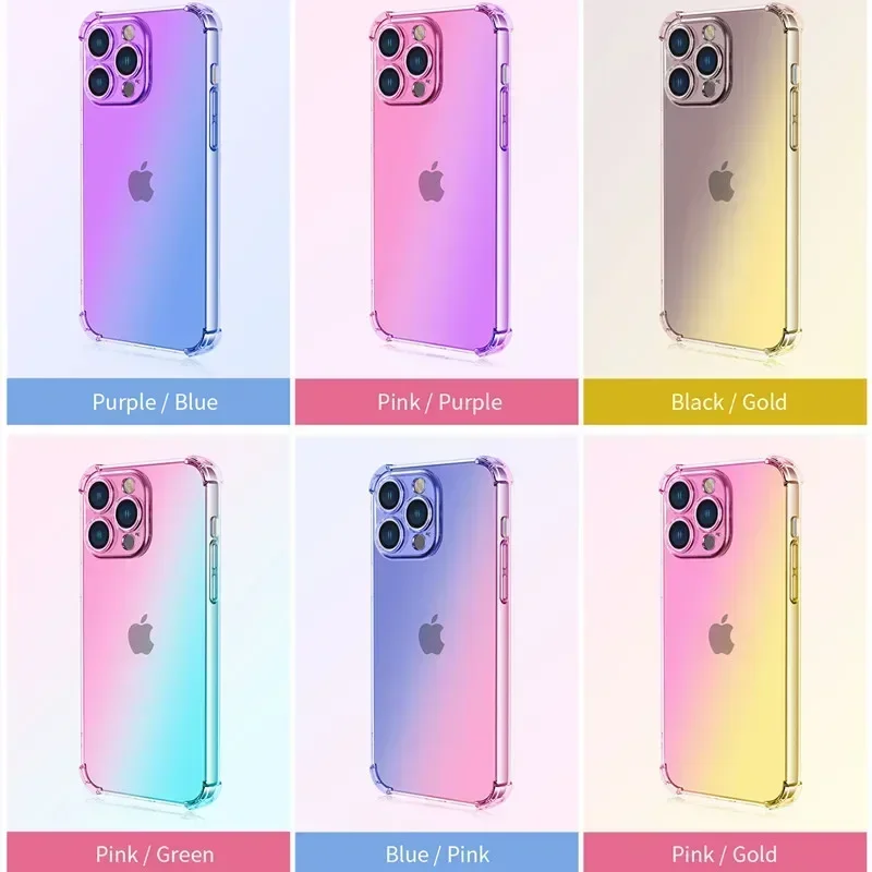 Gradient Shockproof Clear TPU Case - Enhanced Airbag Protection Cover