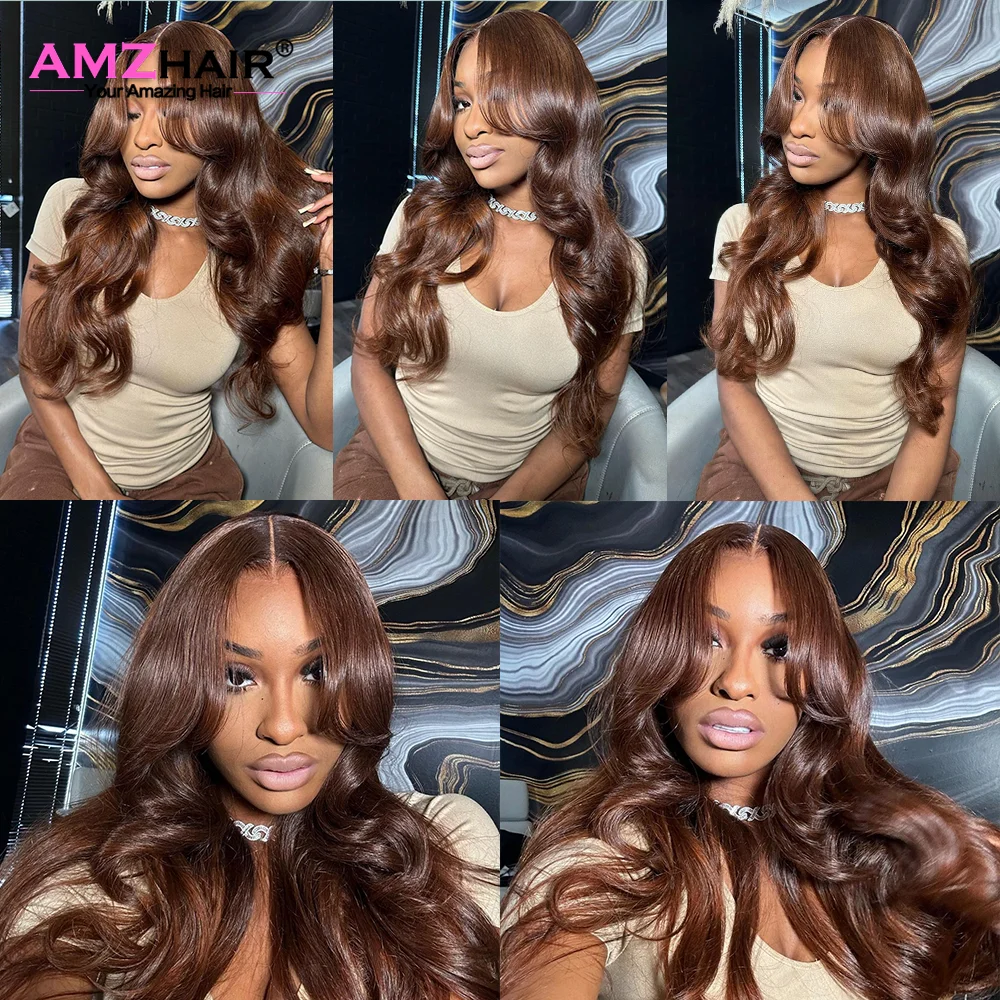 Body Wave 13x4 Hd Lace Front Wigs 4x4 Lace Closure Wavy Human Hair for Women Brown Colored