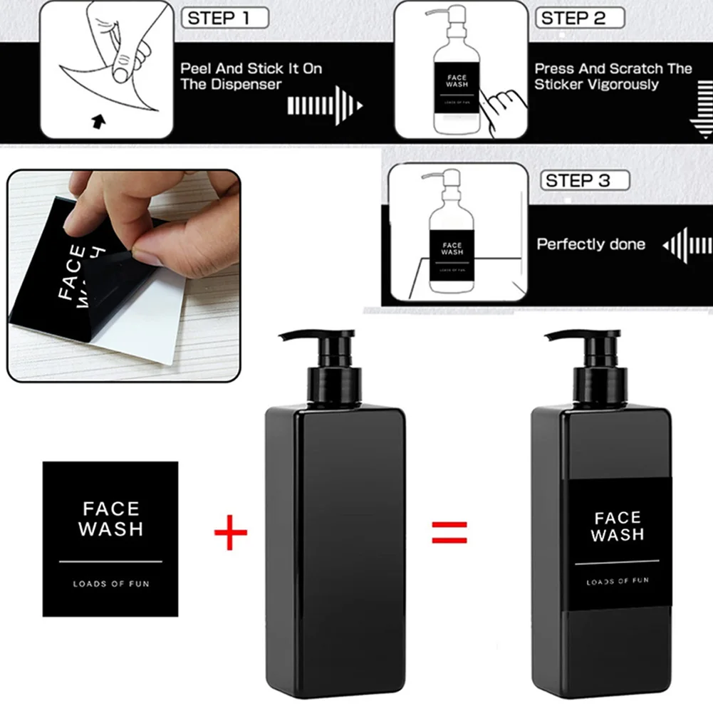 500ML Dish Soap Shampoo Dispenser Kitchen Sink Pump Bathroom Hand Soap 2 Bottles +12 Labels Bathroom Lotion Container soap dispenser shampoo dispenser