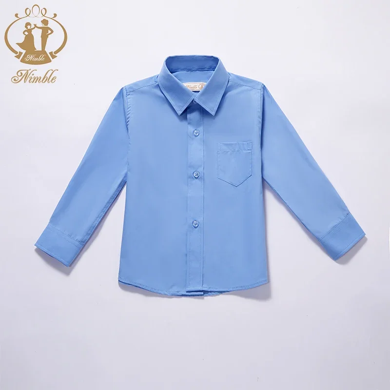 Baby Clothes Spring Autumn New School Formal Long Sleeve Shirt for Boys Turn Down Collar Blouse Coat Teenage Tops 2-13 Year