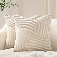 Bohemian Style Throw Pillow Covers Patchwork Corduroy Polyester,45x45CM, Decorative Cushion Cases Woven Texture - 18x18 Inches 1