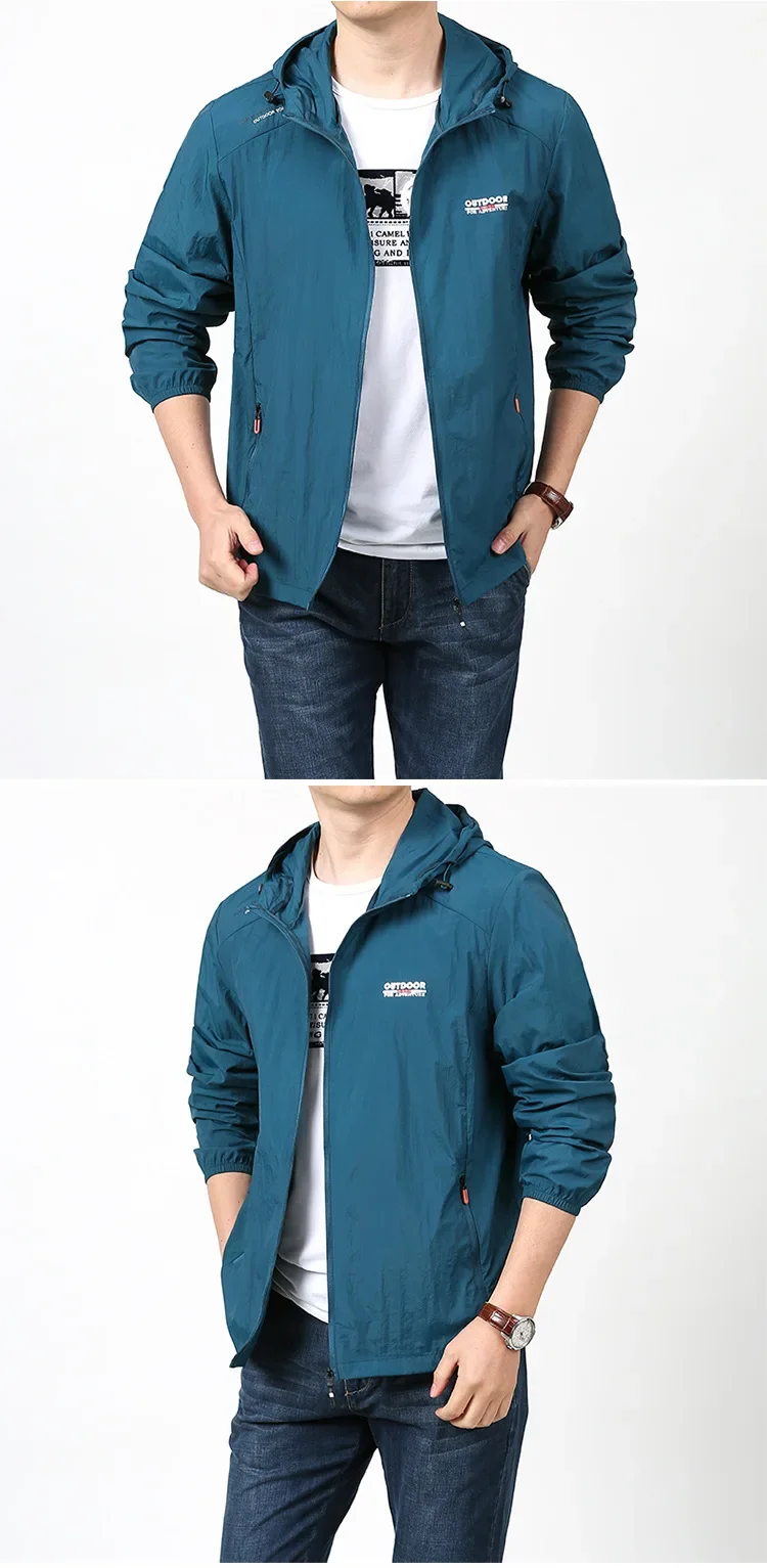 New Hooded Sun Protection Suit for Men's Summer Quick Drying Breathable Jacket, Large Outdoor Sports, Leisure Fishing