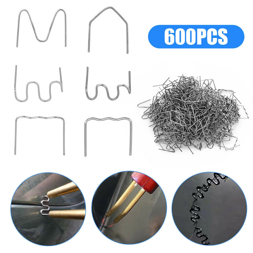 

600Pcs Hot Staple For Car Bumper Bodywork Plastic Stapler Repair Kit Pre-cut Wave Staples Soldering Tools