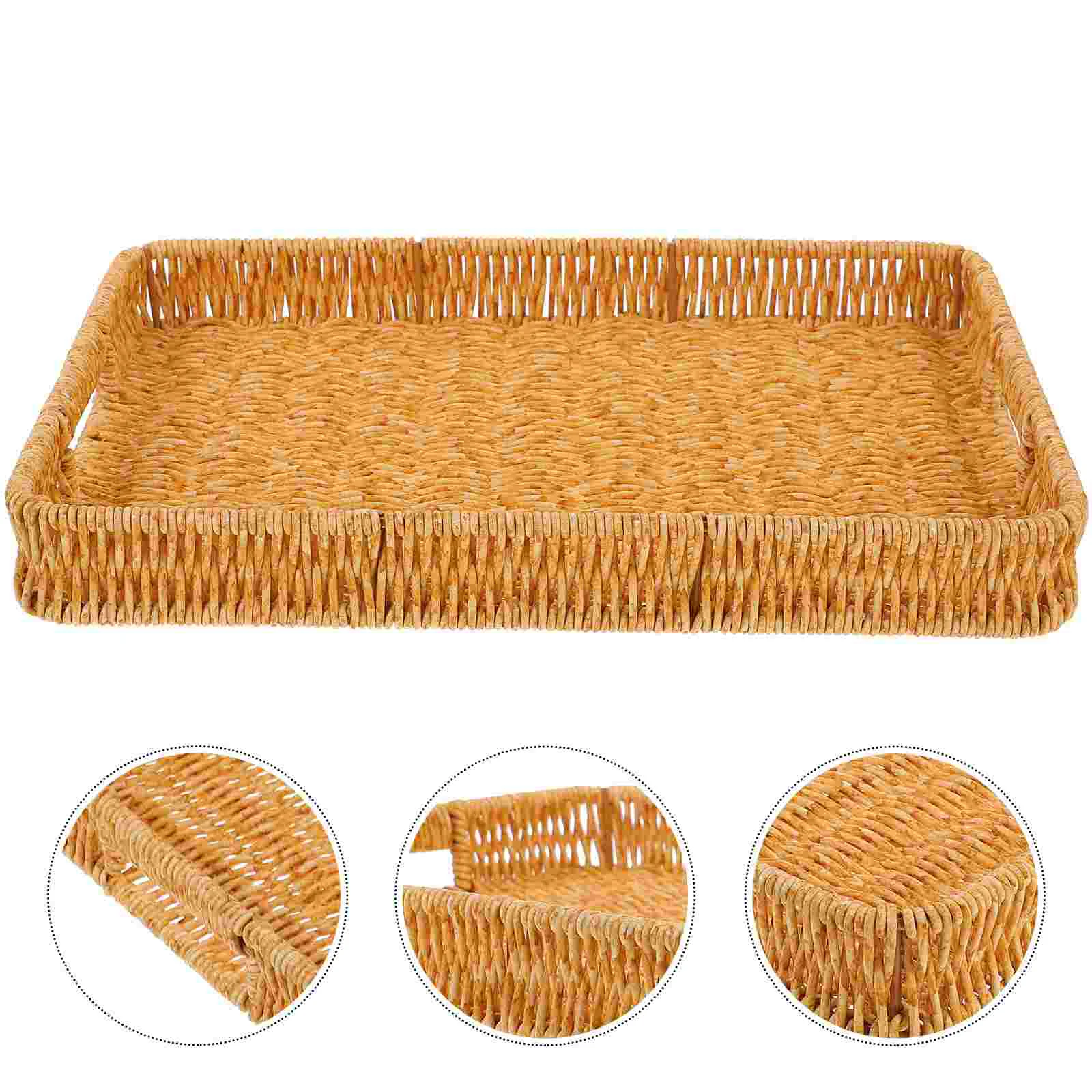 

Woven Pallet Basket for Kitchen Fruit Serving Bread Hand Home Storage Tray Hamper