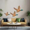 3 Size Mallard Duck Wall Art Wooden Ducks Wall Decor Rustic Flying Birds Wall Decor Carved Wood Wall Art for Home 2