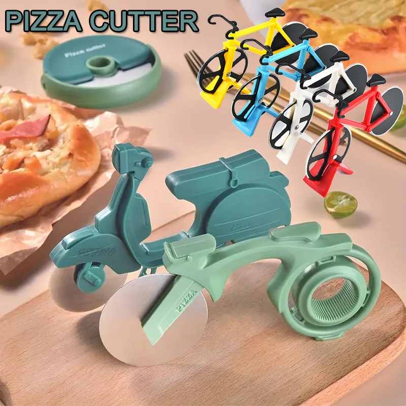 Motorcycle Pizza Wheel Cutter Creative Bicycle Plastic Pizza Knife Kitchen Gadgets For Slicing And Serving Pizza Cutter Pizza Knife Pizza Roller