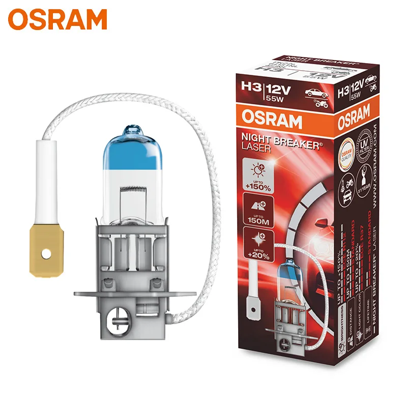 

OSRAM Night Breaker Laser H3 галогенная лампа нового поколения 12 В 55 Вт + 150% яркая фотолампа немецкая 64151NL, 1x