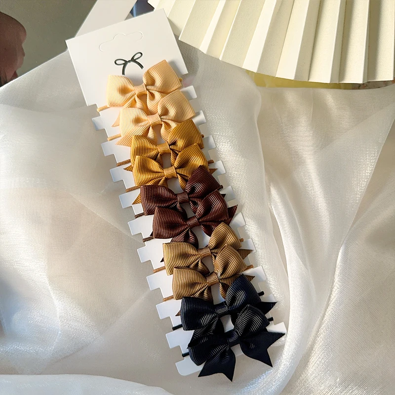 10 Stücke 3 Stile Bögen Elastische Haar Gummiband Haargummis Band Zopf Grosgrain Haarschmuck Mädchen Stirnbänder für Kinder – Detail 8