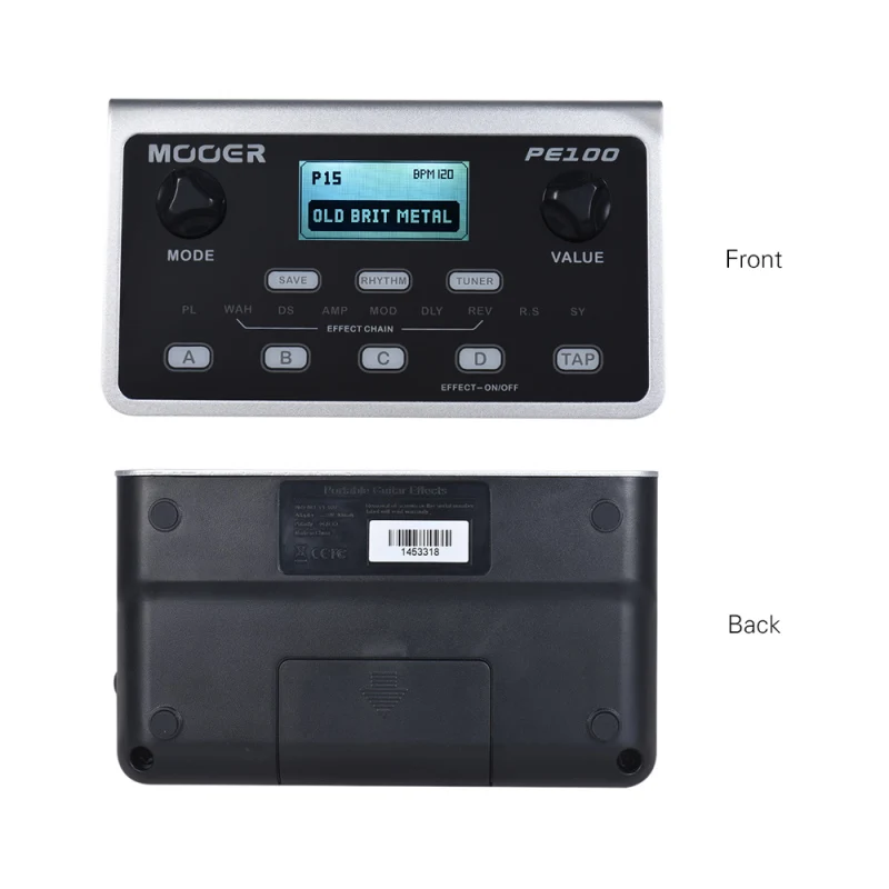 MOOER PE100 Portable Multi-effects Processor Guitar Effect Pedal 39 Effects 40 Drum Patterns 10 Tempo Options Guitar Accessories