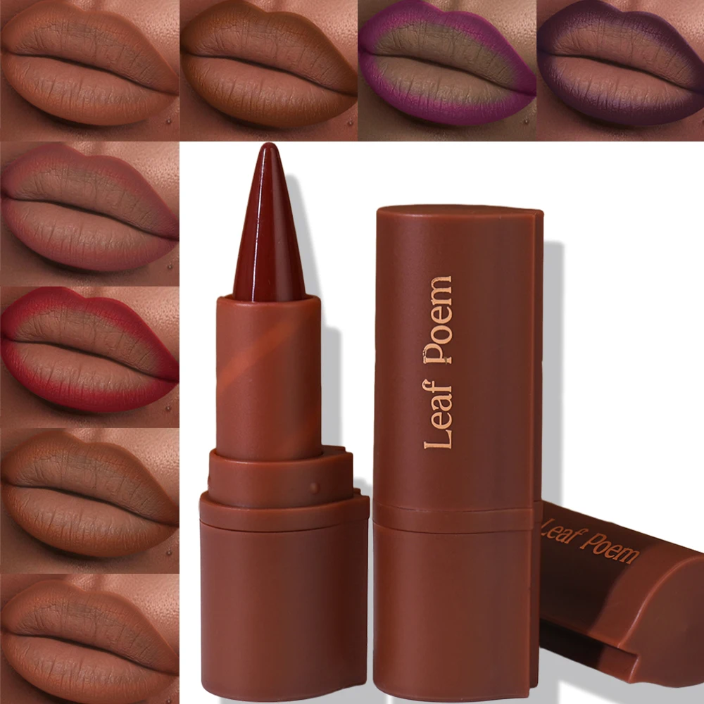 Dark Purple Waterproof Matte Lipliner A Dual-purpose Durable Lipstick With Tapered Tip Easy To Outline No Smudge Lip Makeup