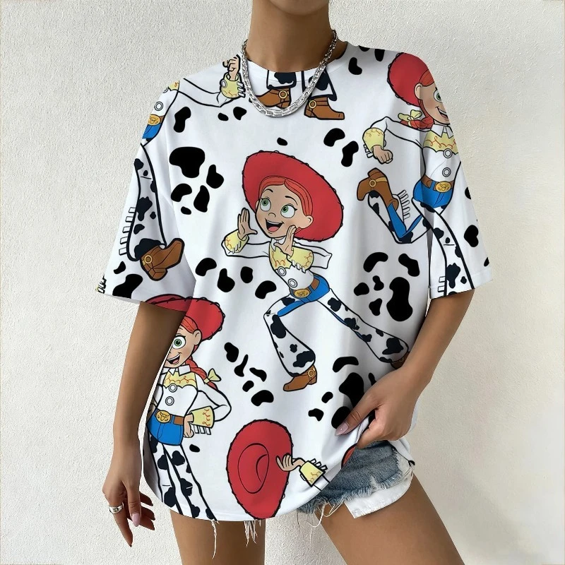 Women's Disney Toy Story Jessie Graphic Tee Summer Oversized Short Sleeve Streetwear Daily Style & Trendy Outfits Casual T-Shirt