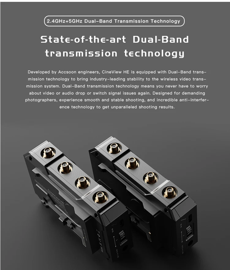 Description Picture 5 of itemAccsoon CineView HE 2.4Ghz 5Ghz Dual Band Wireless Video Transmitter Receiver Multi-Spectrum Wireless Video Transmission System