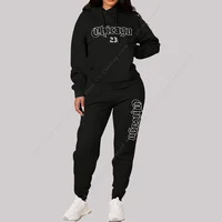 Ensembles pour femmes sweats à capuche pantalons 2 pièces tenues vêtements de sport esthétiques survêtement Chicago graphique lettre imprimer grande taille rose survêtement 6
