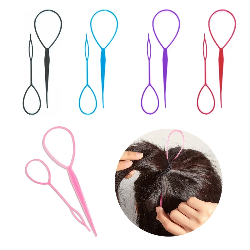 Popular 1SET Ponytail Creator Plastic Loop Styling Tools Pony Topsy Tail Clip Hair Braid Maker Styling Tool For Women Girl