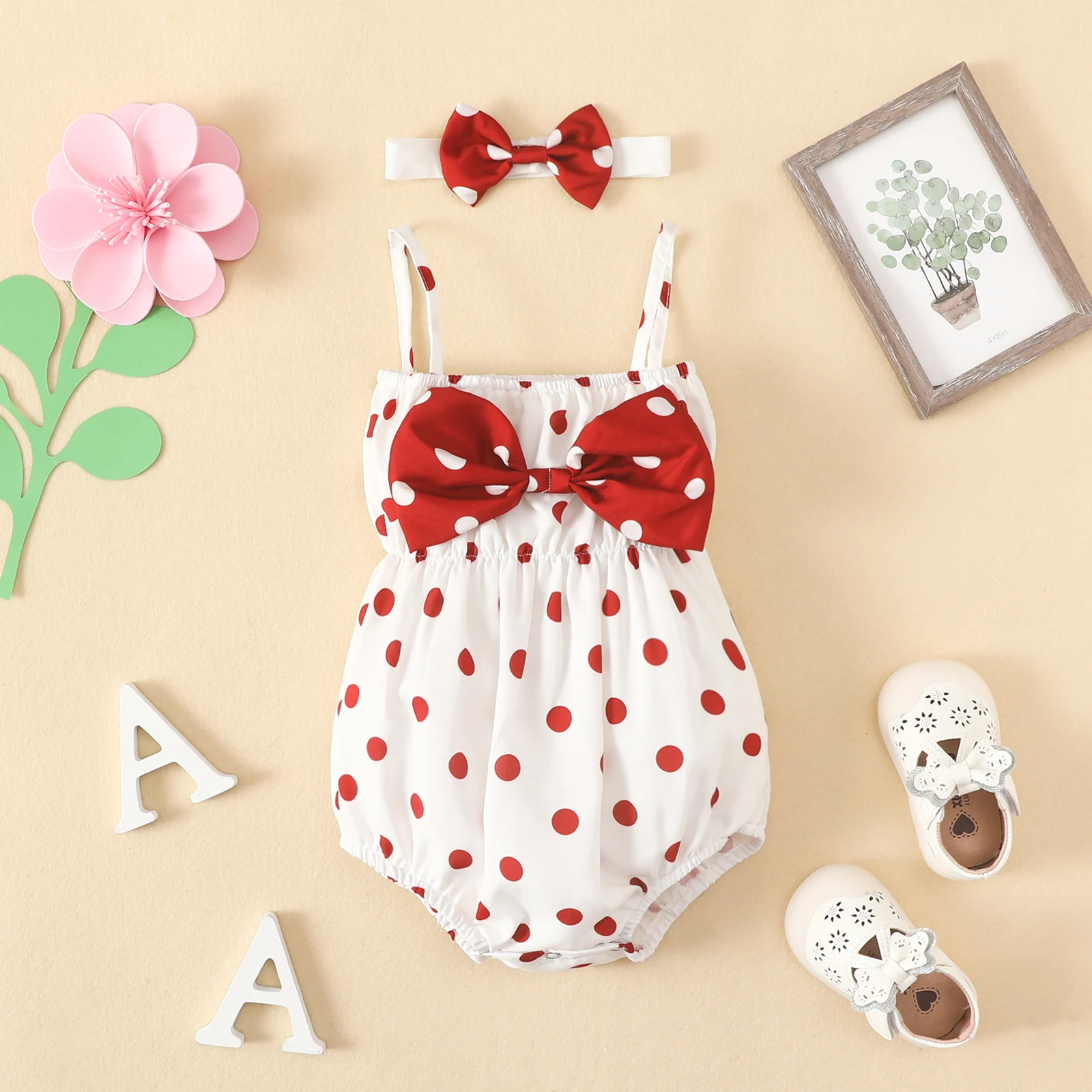 CitgeettSummerInfantBabyGirlSlingJumpsuitDotPrintSleeveless