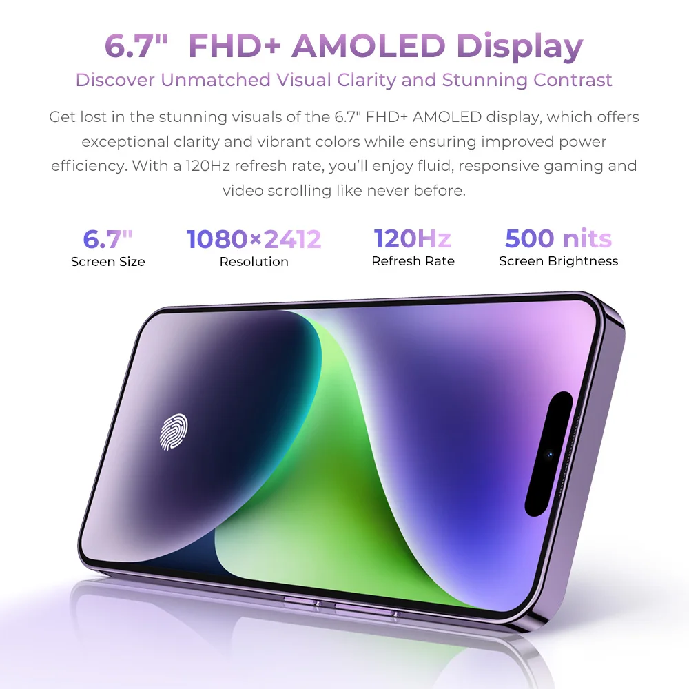 Global Version OUKITEL P1 Smartphone 6.7-inch 120Hz AMOLED Display MTK Helio G99 8GB RAM+256GB ROM 50MP Main Camera 5150mAh NFC 3