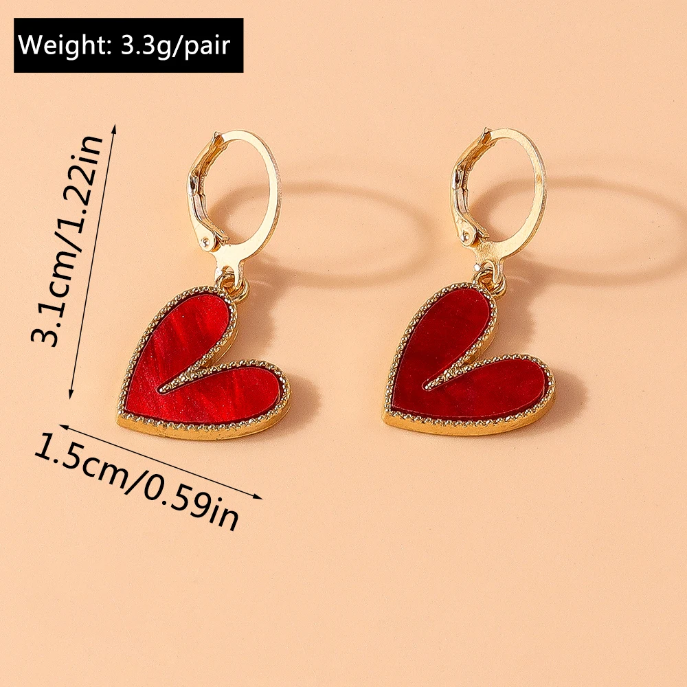 Aihua Einfache Design Liebe Herz Baumeln Ohrringe für Frauen Gold Farbe Kreis Vintage Pfirsich Tropfen Ohrring Mädchen Partei Schmuck Geschenke – Detail 6