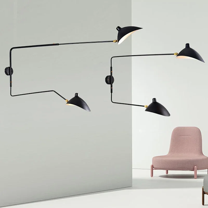 Nordic rotating long pole LED wall lamp creative lighting fixture for living room, bedroom, dual head lighting wall lamp 6