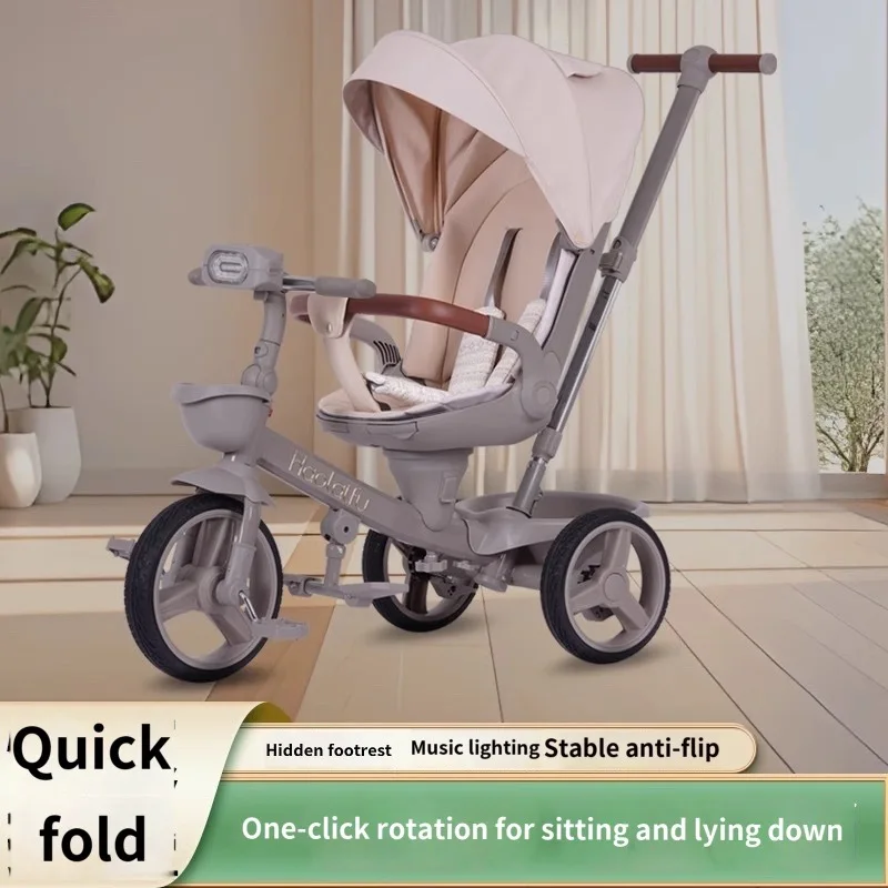Two-way Baby Stroller Tricycle Reclining Foldable Bicycle Pusher Children's Can Lie Down Bike Trike