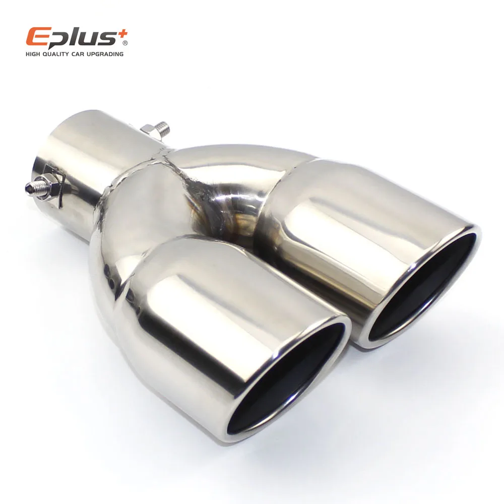 Universal Stainless Steel Car Exhaust Pipe Muffler Tail Pipe Outlet Nozzle End Plain End One Change Two Double Out ID 60MM 75MM car exhaust tail pipe