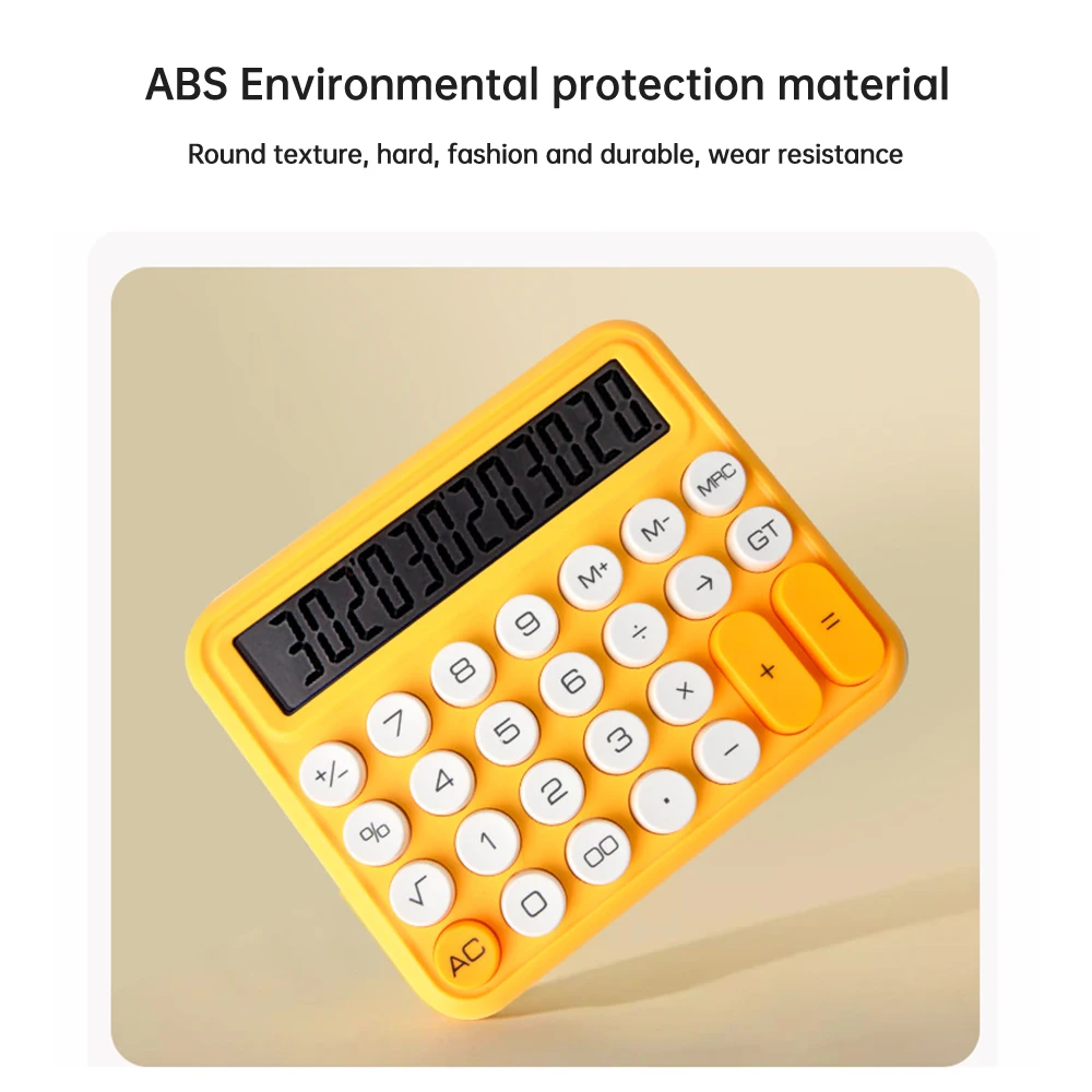 【Sale】Cute Calculator 12 Digit Large LCD Display Mechanical Round Button Gradient Candy Colored Battery Power Operate Calculator