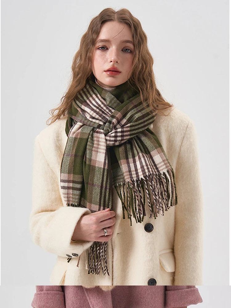 Winter Scarf for Women Cashmere Warm Plaid Pashmina Scarves Wraps Female Thick Soft Bufanda Big Tassels Shawl Long Stoles 2023 women plaid blanket scarf winter luxury pashmina shawl cashmere thick wraps lady tassel warm scarves rainbow fluffy bufanda