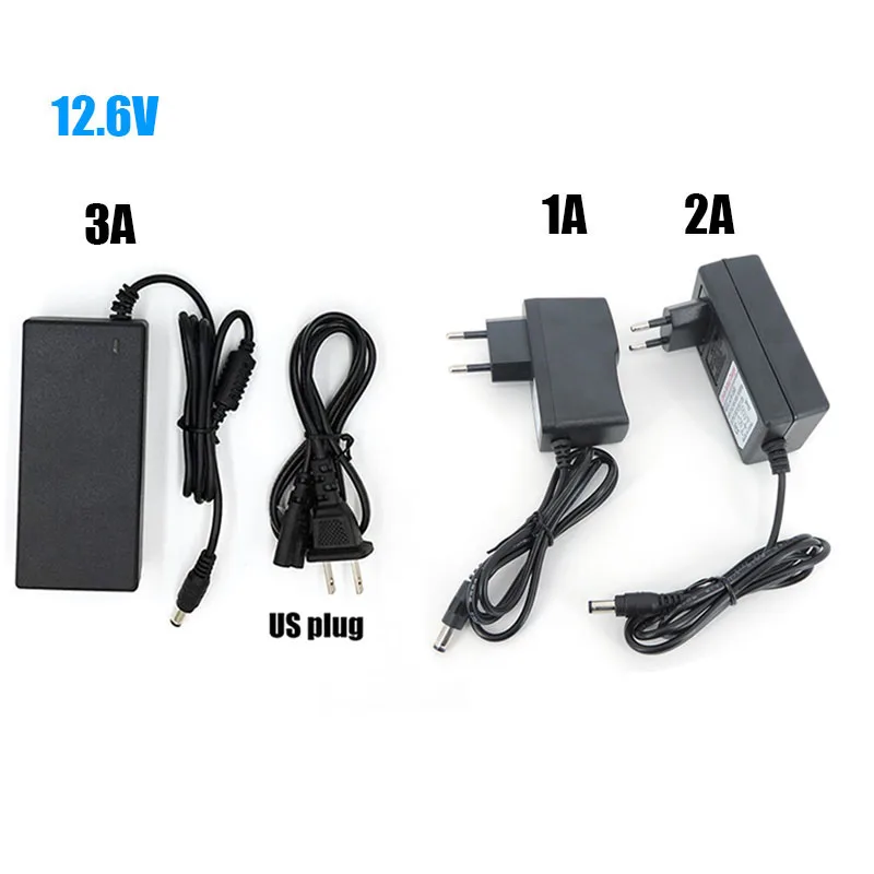 Ac 110V 240V A Dc 12.6 V 1A 2A 3A Caricabatterie Volt Adattatore Di Alimentazione 5.5*2.5Mm 12.6 V 2 3 A Per 18650 Batteria Al Litio Eu Us Plug O1