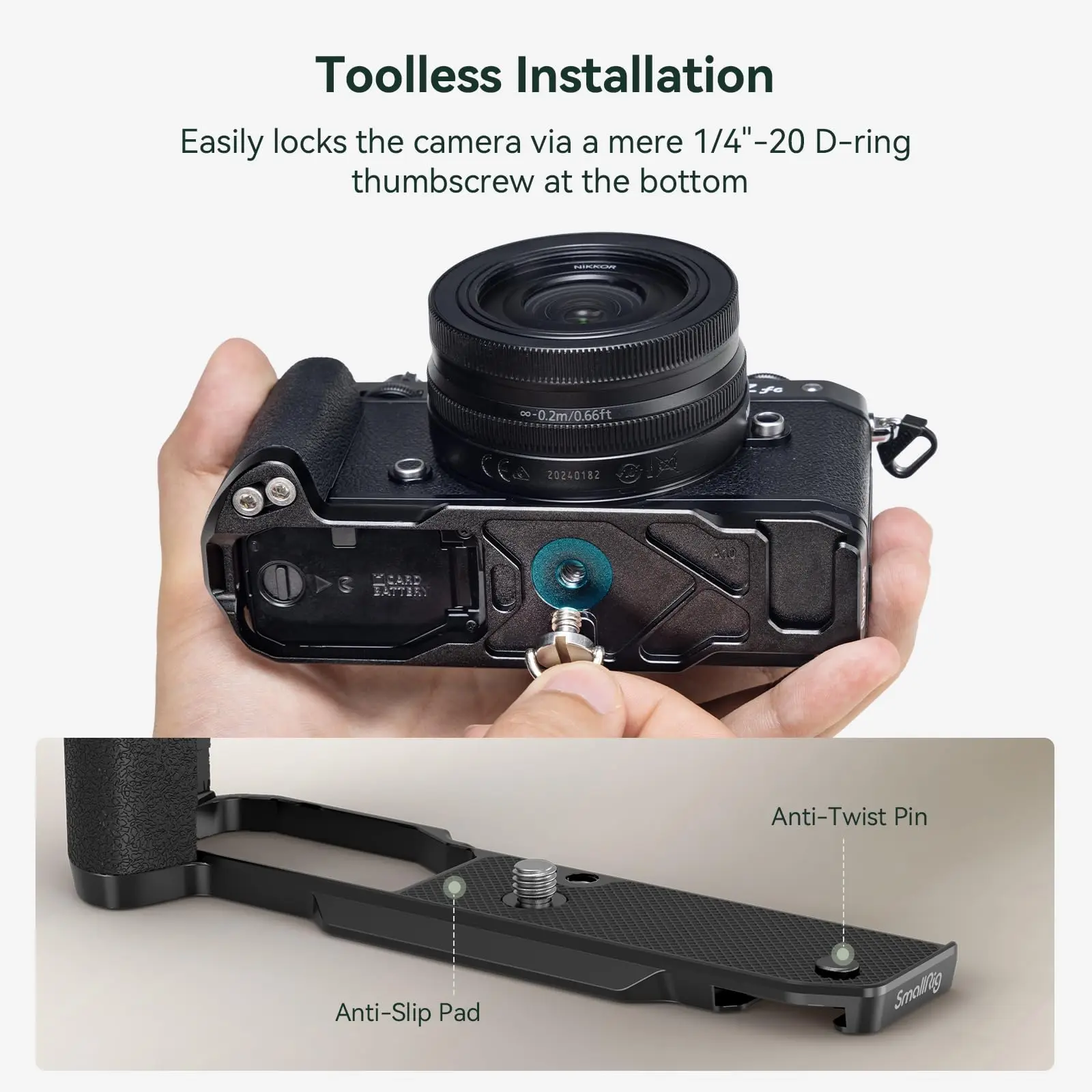 Lumix S9 Camera Quick Release Plate For FC, L Shape QR Plate With Wood Hand Grip With 1/4 Inch Screw Hole Cold Shoe Mount Vertical Quick Release Plate (Black Nikon Z