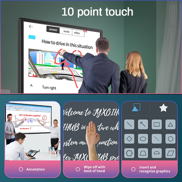 Smart Board 43 Inch ITV Interactive Whiteboard Touch Screen for Live Streaming Advertising Display Classroom (Board Only) 5