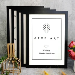 Set of 5 Elegant Wooden Photo Frames for Pictures & Certificates (Black Frame)