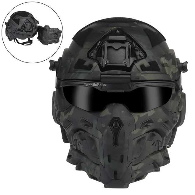 Tactical Assault Airsoft Helmet II with Mask Headset Anti-Fog Fan NV Stand  Military Hunting Paintball