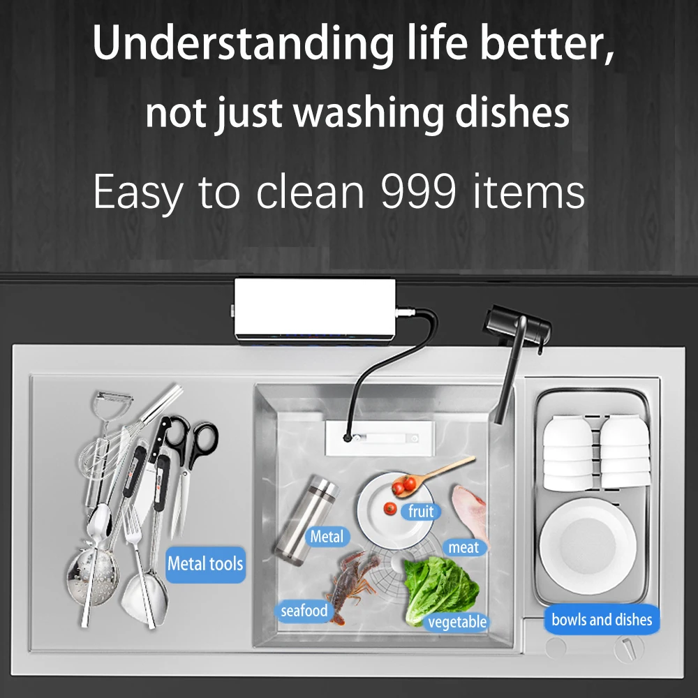 110V/220V Portable Sink Dishwasher Small Installation-free Automatic Household Vegetables,fruits,seafood,meat,Ultrasonic Cleaner 2