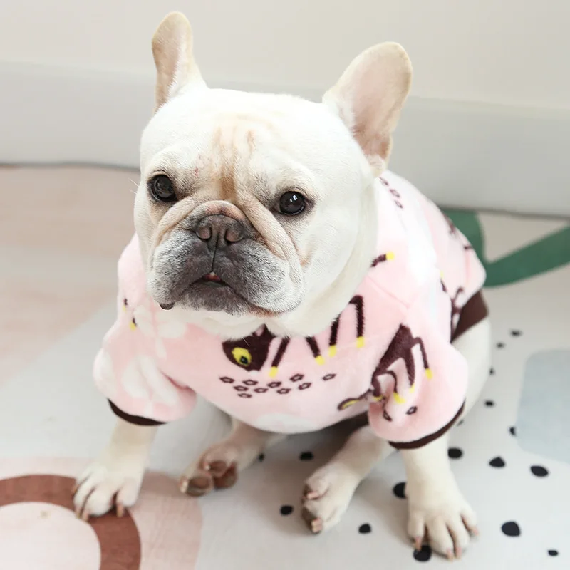 Daisy FallWinter velvet thick Dog sweater cardigan button fat Small dog  Clothes pug English Bulldog Outfits French bulldog - AliExpress