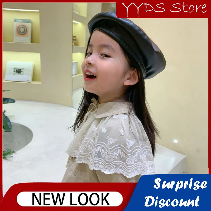 Ins Ladies Girl Beret French Artist Fashion Retro Solid Color Painter Hat Beanie Girls All-match PU Leather Beret