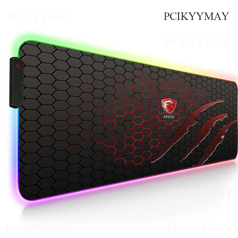 

Large MSI Gaming Mouse Pad RGB Backlight Mat 900x400 Gamer XXL Computer Mousepad Hyper Beast Non-Slip Rubber Desk Mat For PC