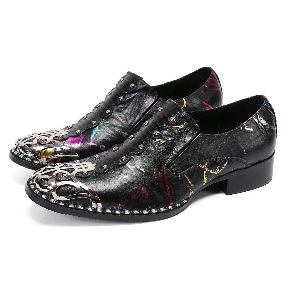 

New Arrival steel-toed Black Casual Shoes Handmade Men'S Shoes Slip on Round toe Genuine Leather Party Shoes Size 47