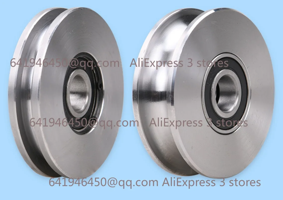 1pc Sliding Bearings with U-shaped Wire Rope Pulley Steel Track Wheel Big Iron Gate Groove Wheel Round Tube Guide Sliding Door Roller Sliding Door Pulley