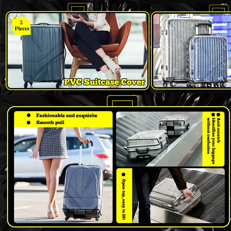 Full Transparent Luggage Protector Cover PVC Waterproof Dustproof Durable Suitcase Cover Protector Travel Accessories 6
