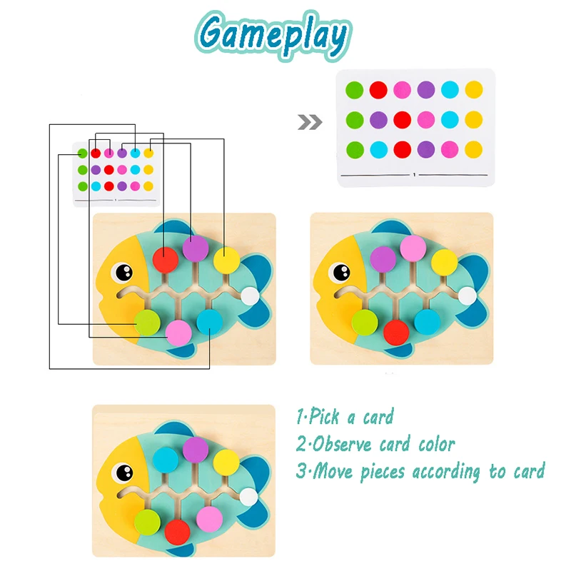 Baby Color Matching Slide Puzzle Board Game Montessori Parish Toy Logice Thinking Education Toy Preschool Activity for Toddlers 3