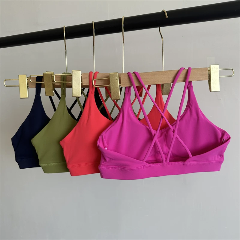 Solid Color Top Women Sports Bra Running Exercise Fitness Vest Yoga Bra Gym Sexy Pilates Cross Beauty Back Cross Shoulder Straps sports bra