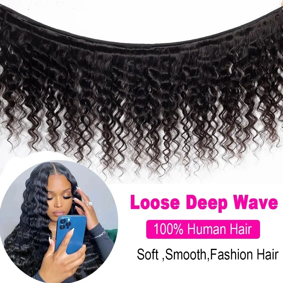 4 Pcs Pack Loose Wave Brazilian Hair Weave Bundles 8-14 Inch Human Hair Bundles For Women 190Gram
