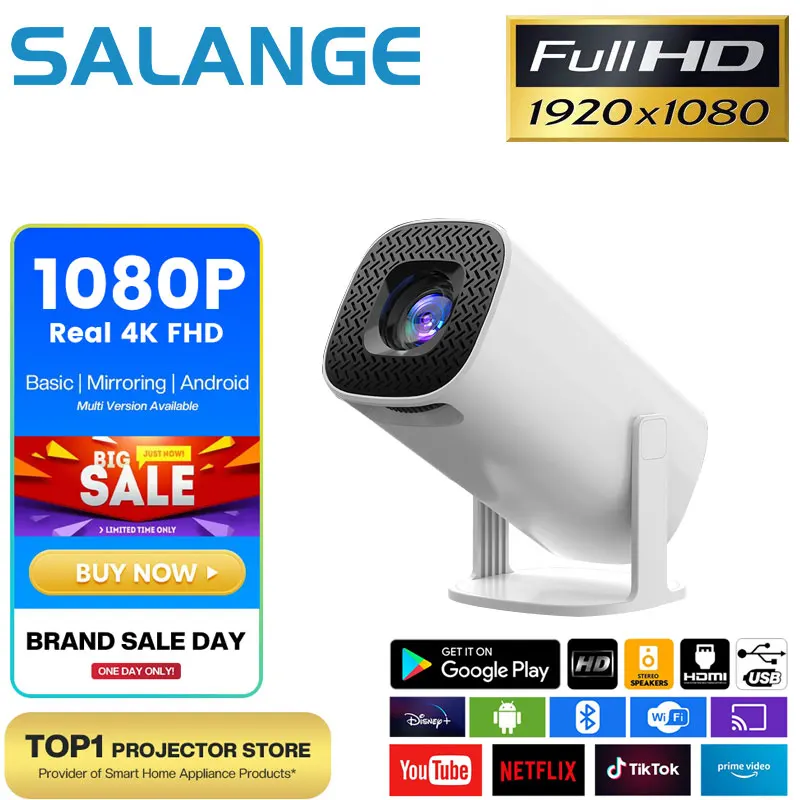 

Salange P30 Projector 4K 1080P Android 11 WiFi 6 BT Smart Mini Portable Projector Supported HDMI-USB Compatible Beamer