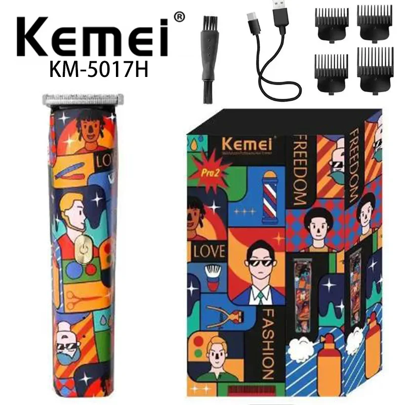 Kemei KM-5017H Professional Electric Hair Clipper Personalized Graffiti USB Charging Hair Trimmer Portable Hair Cutting Machine portable children watercolor painting book gouache graffiti picture coloring books water drawing set kids gifts