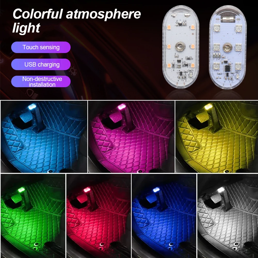 Multi Color Car Lights Wireless LED Touch Light Roof Ceiling Sensor Read Lamp Mini USB Charging Light Auto Interior Accsesories 6