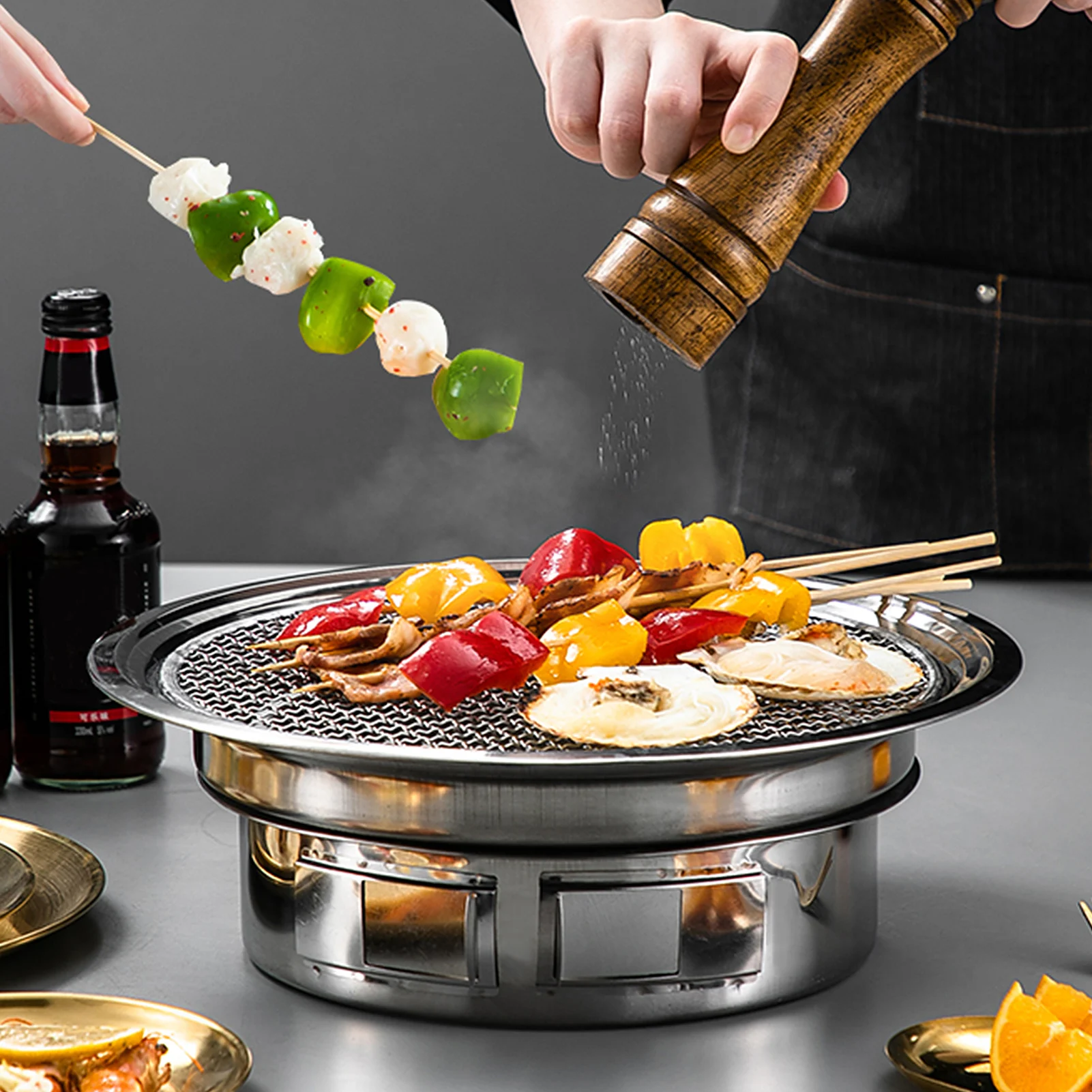 Holzkohle grill Antihaft koreanischer Grill Grill Herd tragbarer Edelstahl Outdoor Camping Kochen Grill Holzkohle Grill Herd – Detail 15