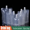 50pcs Clear PE Plastic Drink Bag Suction Pocket Beverage Party Juice Bag Environmental Protection Transparent Milk Liquid Bags 1