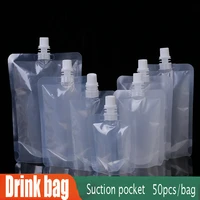 50pcs Clear PE Plastic Drink Bag Suction Pocket Beverage Party Juice Bag Environmental Protection Transparent Milk Liquid Bags 1