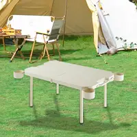 Folding Camping Table Beach Table with 4 Cup Holders Handle Design Multipurpose Outdoor Desk Cooking Desk for BBQ Backpacking 2